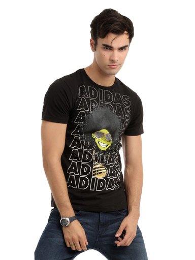 ADIDAS Men Black Printed T-shirt